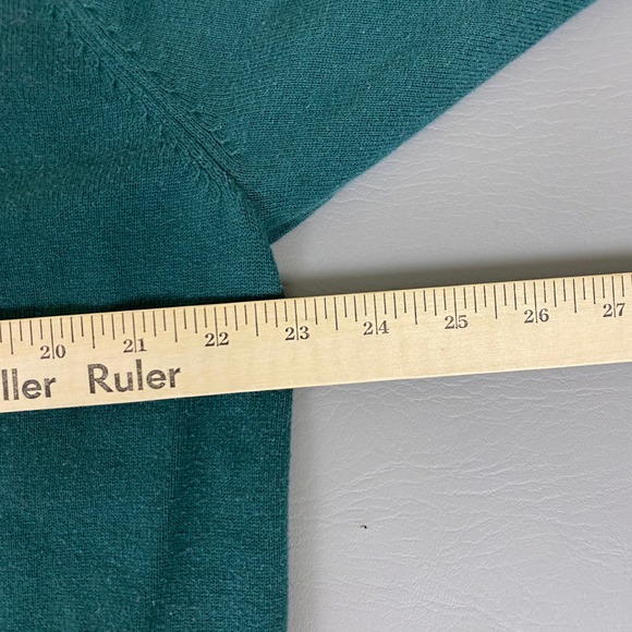 IZOD Sweater Men's Size XL Solid Green Teal V-Neck Long Sleeve 100% Cotton - Picture 7 of 9